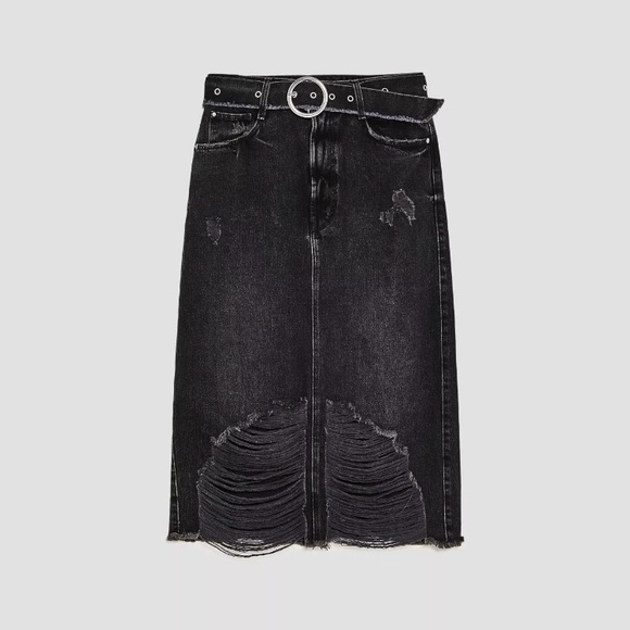 tight denim midi skirt